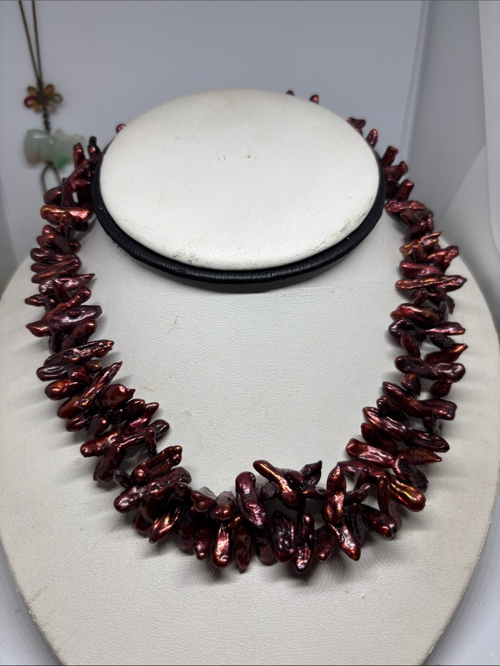 15mm Biwa freshwater Pearl Cluster Necklace in Deep Burgundy